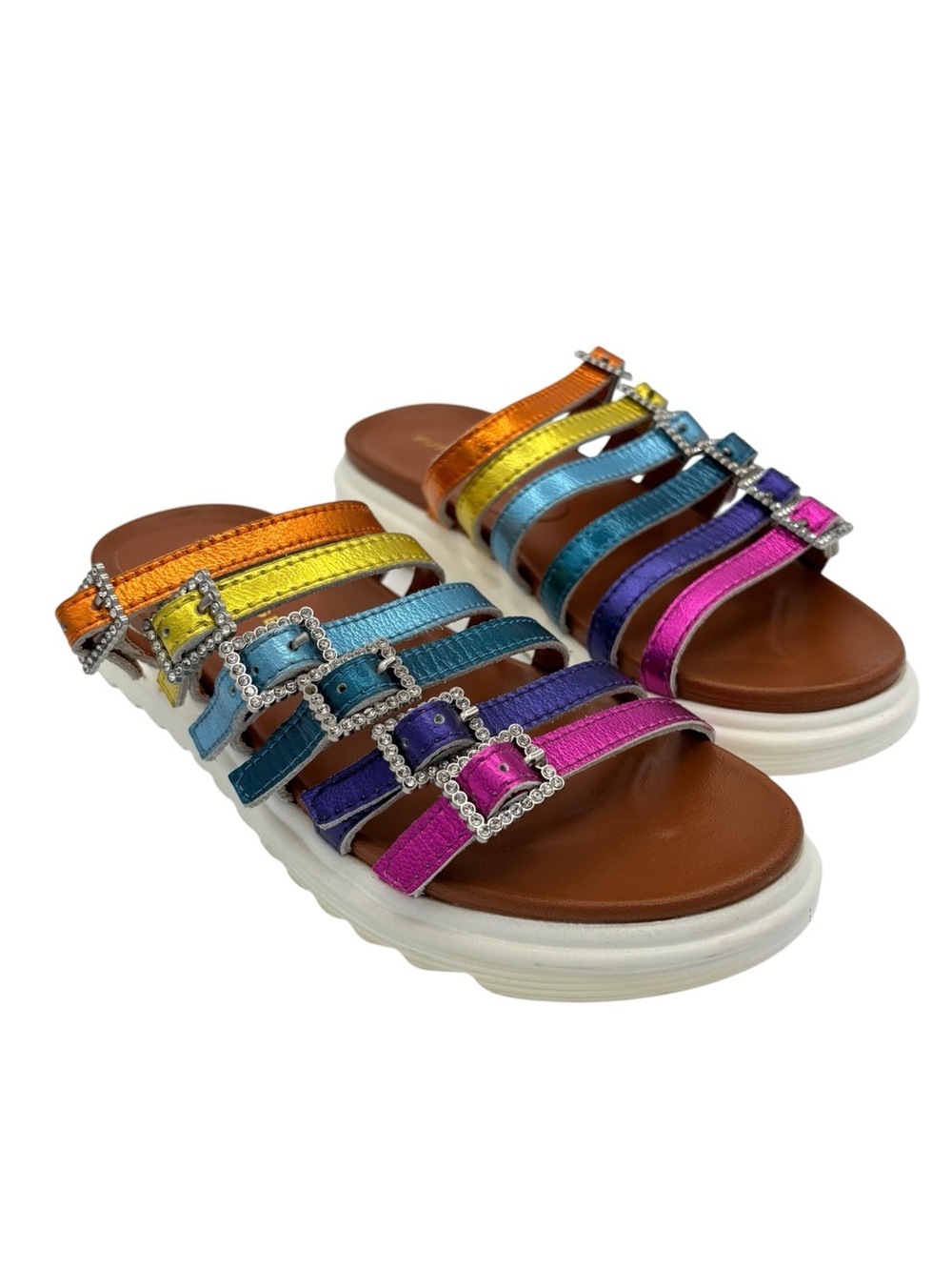 Kurt Geiger London Marlo Rainbow Metallic sandals Girls Size 1